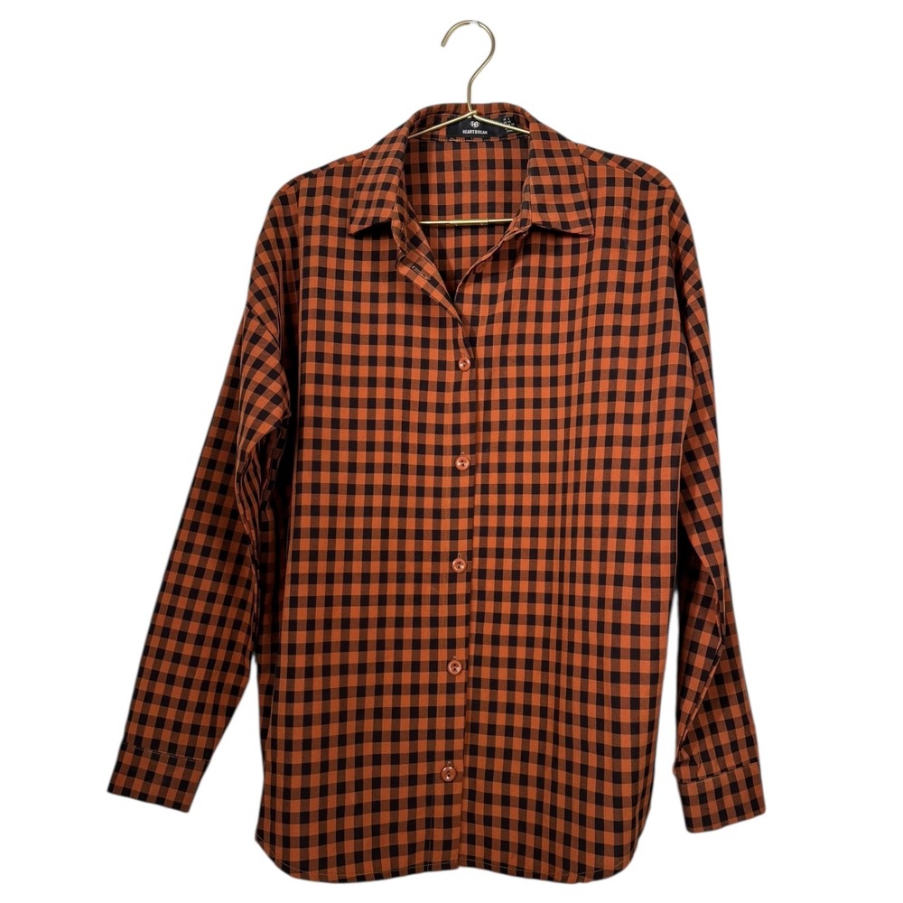 Heartbreak Plaid Button Down Shirt Long Sleeve Collared‎ Top XS 314